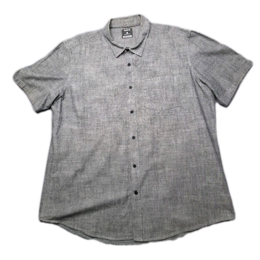 Hurley Men's Classic fit Woven Short Sleeves‎ Shirts -Gray-XXL